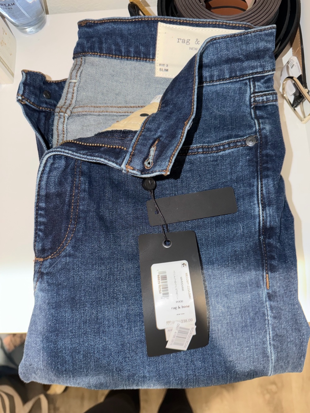 rag & bone Men's Slim Straight Dark Blue Jeans